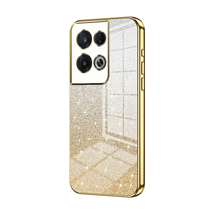For OPPO Reno8 Pro Gradient Glitter Powder Electroplated Phone Case(Gold) by buy2fix
