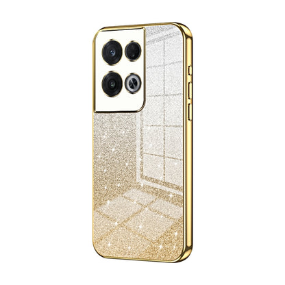 For OPPO Reno8 Pro Gradient Glitter Powder Electroplated Phone Case(Gold) by buy2fix
