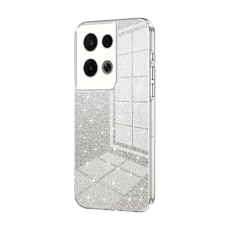 For OPPO Reno8 Pro Gradient Glitter Powder Electroplated Phone Case(Transparent) by buy2fix