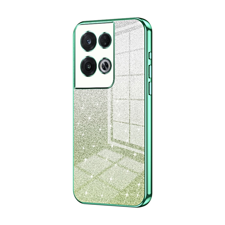 For OPPO Reno8 Pro Gradient Glitter Powder Electroplated Phone Case(Green) by buy2fix