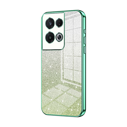 For OPPO Reno8 Pro Gradient Glitter Powder Electroplated Phone Case(Green) by buy2fix