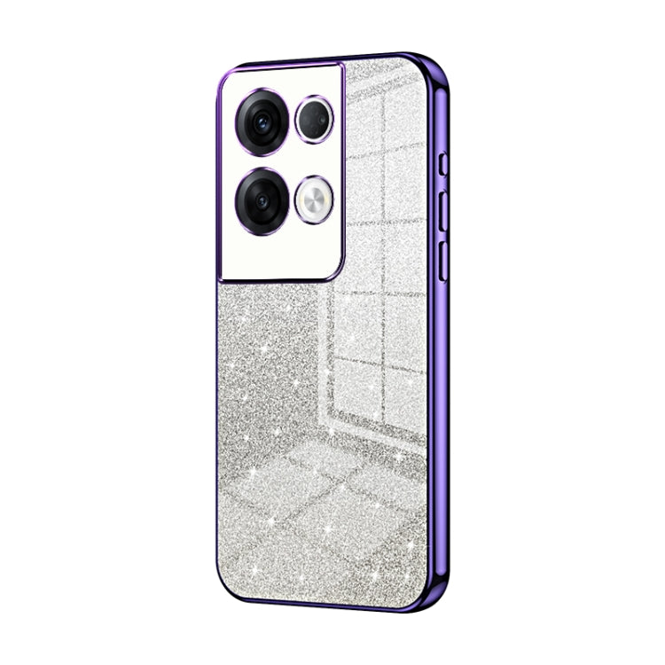 For OPPO Reno8 Pro+ Gradient Glitter Powder Electroplated Phone Case(Purple) by buy2fix