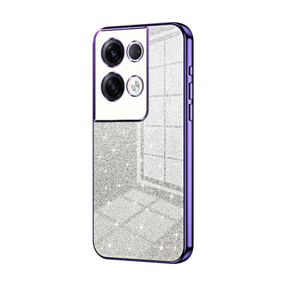 For OPPO Reno8 Pro+ Gradient Glitter Powder Electroplated Phone Case(Purple) by buy2fix