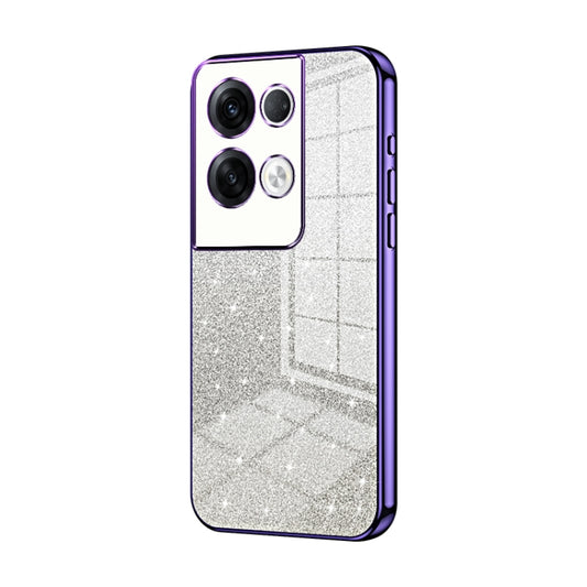 For OPPO Reno8 Pro+ Gradient Glitter Powder Electroplated Phone Case(Purple) by buy2fix