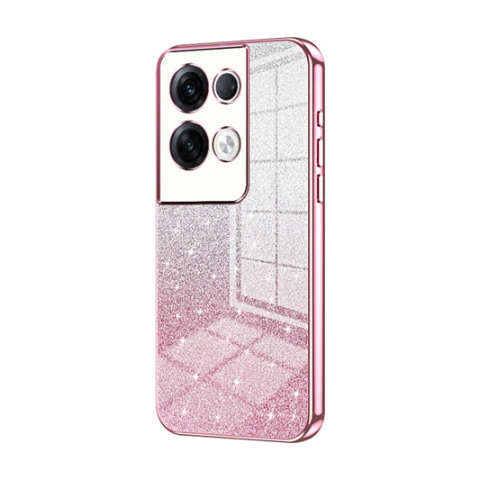 For OPPO Reno8 Pro+ Gradient Glitter Powder Electroplated Phone Case(Pink) by buy2fix