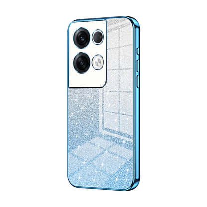For OPPO Reno8 Pro+ Gradient Glitter Powder Electroplated Phone Case(Blue) by buy2fix