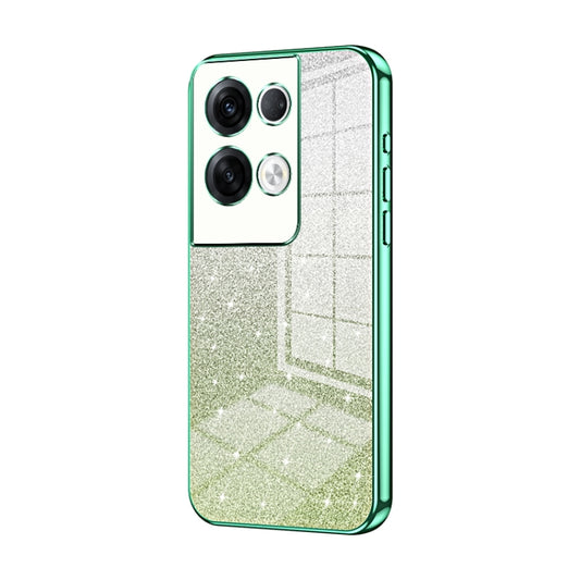 For OPPO Reno8 Pro+ Gradient Glitter Powder Electroplated Phone Case(Green) by buy2fix