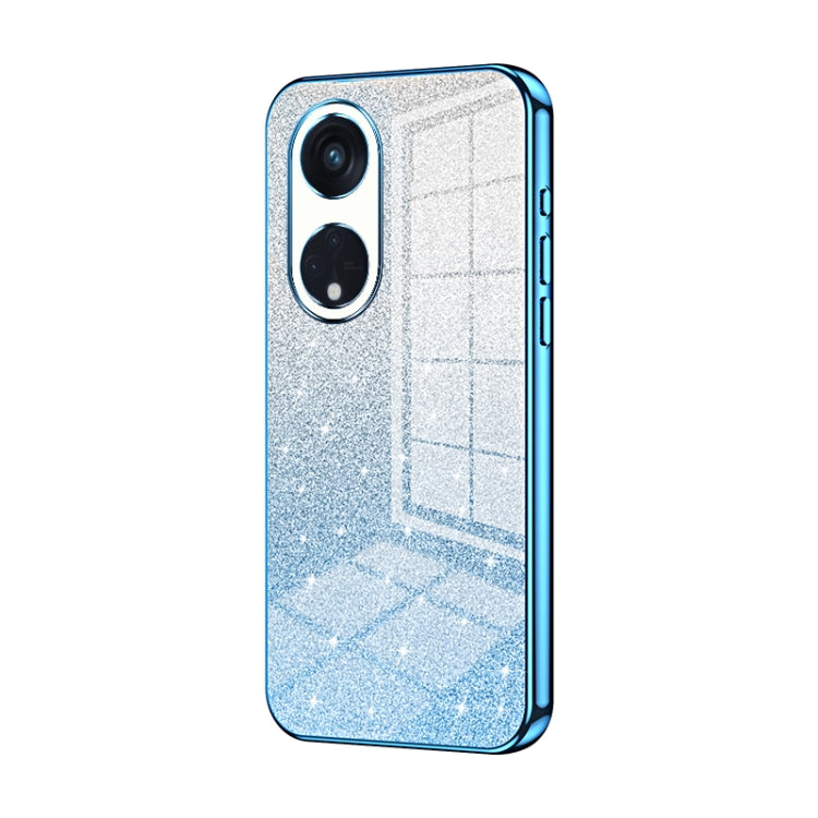For OPPO Reno8 T 5G Gradient Glitter Powder Electroplated Phone Case(Blue) by buy2fix