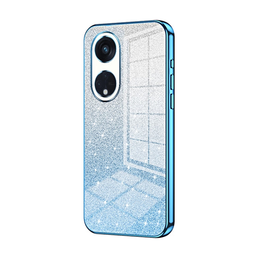 For OPPO Reno8 T 5G Gradient Glitter Powder Electroplated Phone Case(Blue) by buy2fix