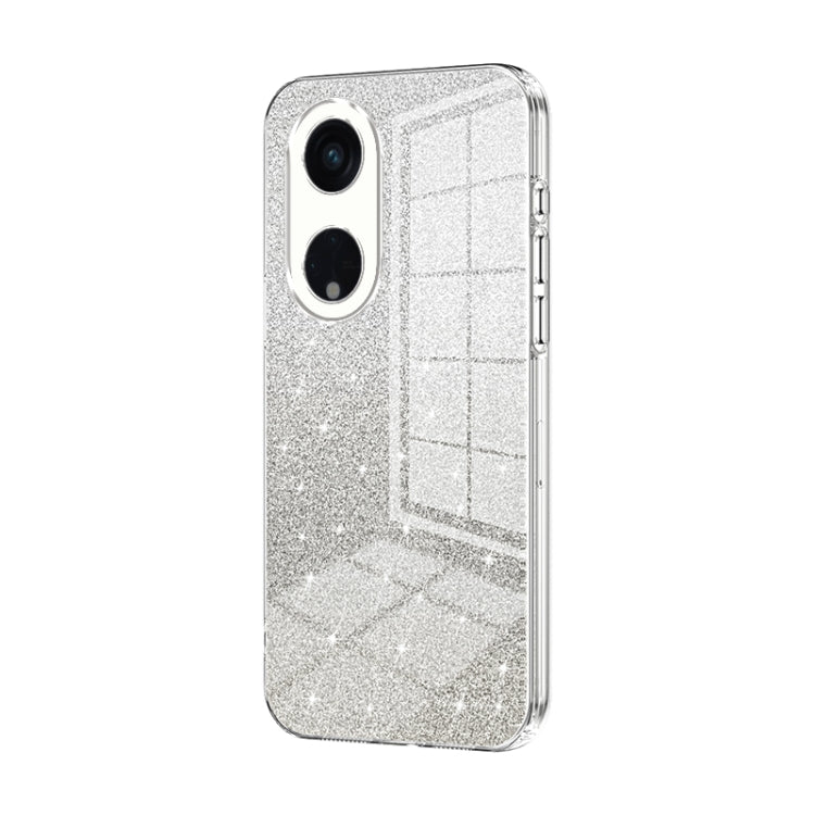 For OPPO Reno8 T 5G Gradient Glitter Powder Electroplated Phone Case(Transparent) by buy2fix
