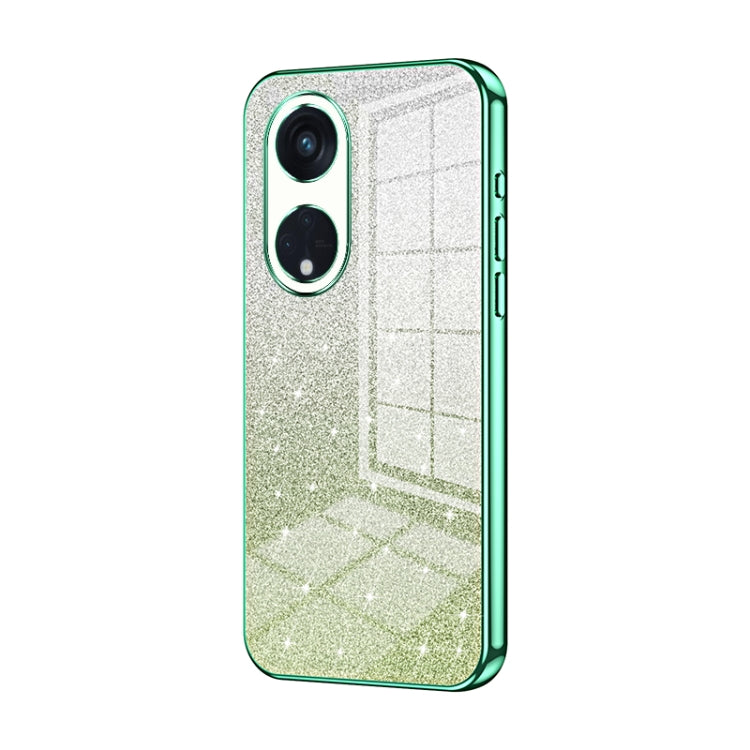 For OPPO Reno8 T 5G Gradient Glitter Powder Electroplated Phone Case(Green) by buy2fix
