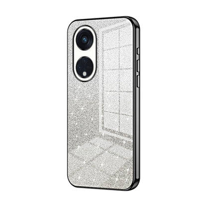 For OPPO Reno8 T 5G Gradient Glitter Powder Electroplated Phone Case(Black) by buy2fix