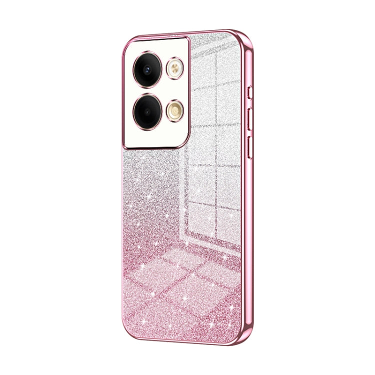 For OPPO Reno9 / Reno9 Pro Gradient Glitter Powder Electroplated Phone Case(Pink) by buy2fix