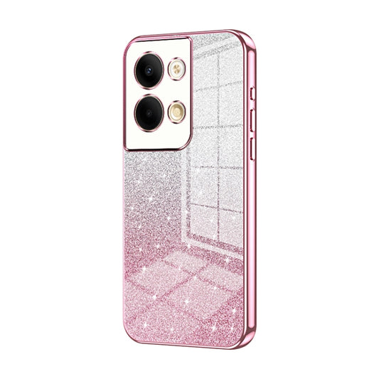 For OPPO Reno9 / Reno9 Pro Gradient Glitter Powder Electroplated Phone Case(Pink) by buy2fix