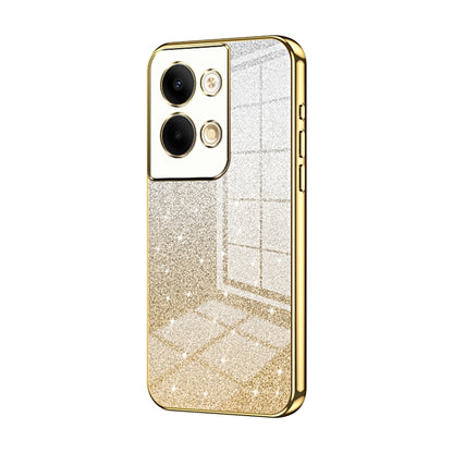For OPPO Reno9 / Reno9 Pro Gradient Glitter Powder Electroplated Phone Case(Gold) by buy2fix