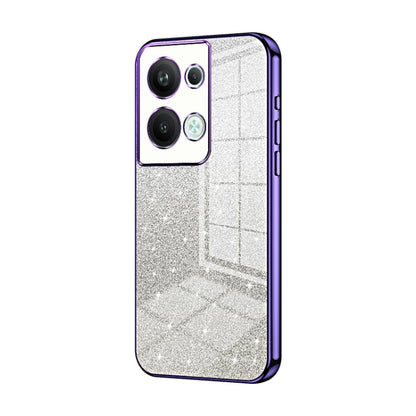 For OPPO Reno9 Pro+ Gradient Glitter Powder Electroplated Phone Case(Purple) by buy2fix