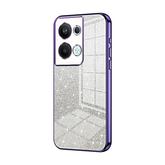 For OPPO Reno9 Pro+ Gradient Glitter Powder Electroplated Phone Case(Purple) by buy2fix