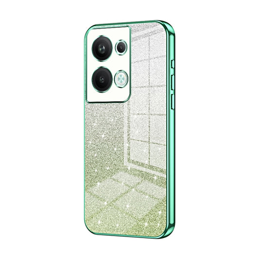 For OPPO Reno9 Pro+ Gradient Glitter Powder Electroplated Phone Case(Green) by buy2fix