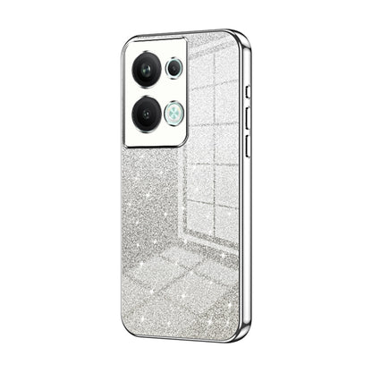 For OPPO Reno9 Pro+ Gradient Glitter Powder Electroplated Phone Case(Silver) by buy2fix