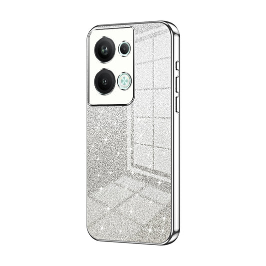 For OPPO Reno9 Pro+ Gradient Glitter Powder Electroplated Phone Case(Silver) by buy2fix