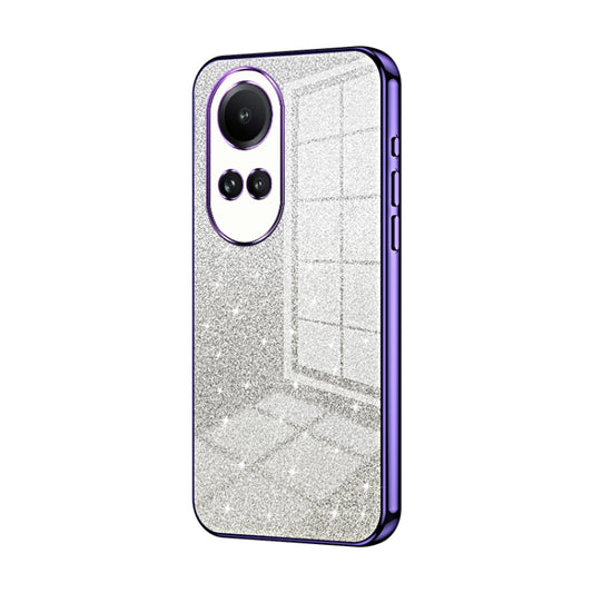 For OPPO Reno10 / Reno10 Pro 5G Global Gradient Glitter Powder Electroplated Phone Case(Purple) by buy2fix