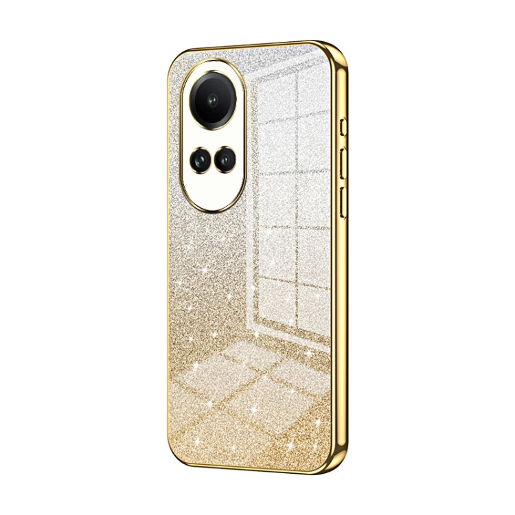 For OPPO Reno10 / Reno10 Pro 5G Global Gradient Glitter Powder Electroplated Phone Case(Gold) - OPPO Cases by buy2fix | Online Shopping UK | buy2fix