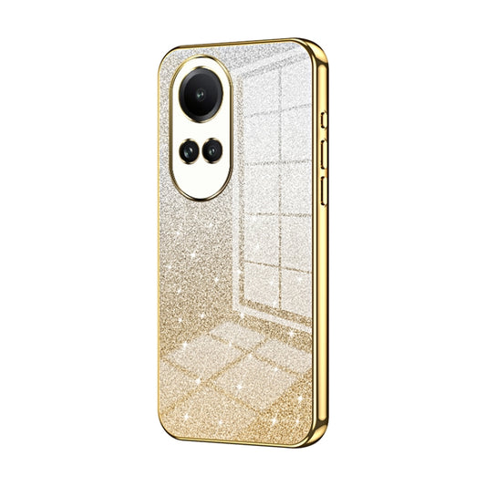For OPPO Reno10 / Reno10 Pro 5G Global Gradient Glitter Powder Electroplated Phone Case(Gold) - OPPO Cases by buy2fix | Online Shopping UK | buy2fix