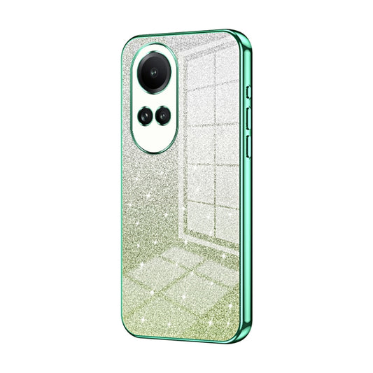For OPPO Reno10 / Reno10 Pro 5G Global Gradient Glitter Powder Electroplated Phone Case(Green) - OPPO Cases by buy2fix | Online Shopping UK | buy2fix