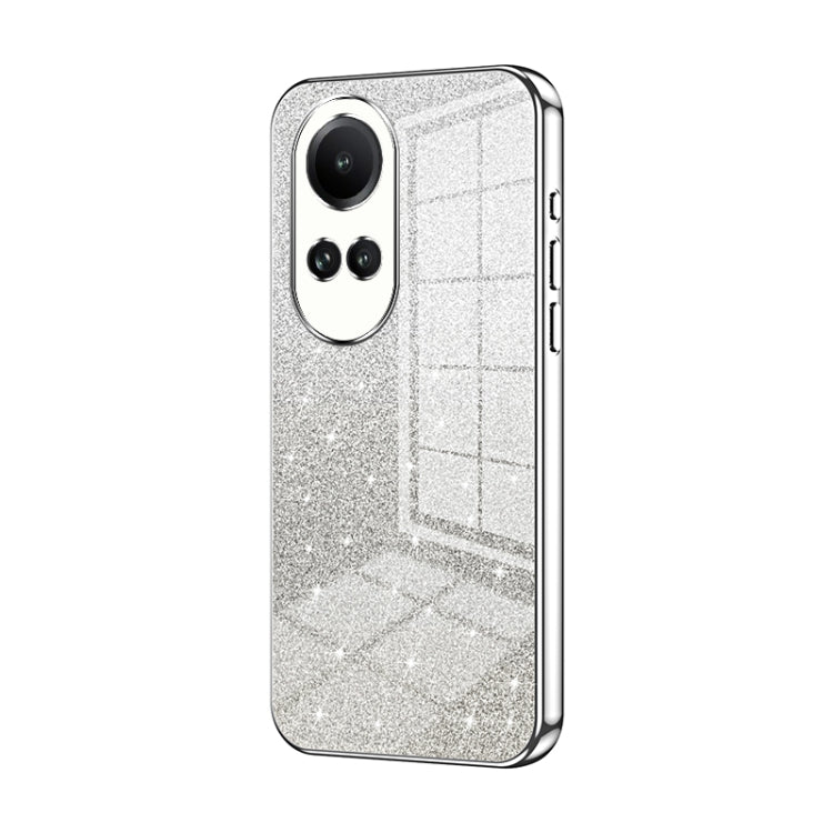 For OPPO Reno10 / Reno10 Pro 5G Global Gradient Glitter Powder Electroplated Phone Case(Silver) by buy2fix