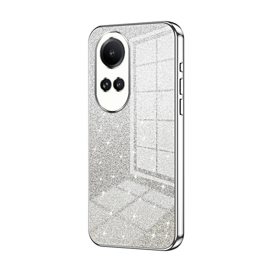 For OPPO Reno10 / Reno10 Pro 5G Global Gradient Glitter Powder Electroplated Phone Case(Silver) by buy2fix