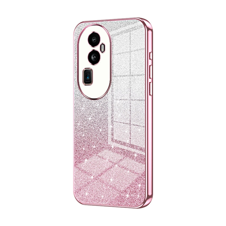 For OPPO Reno10 Pro+ Gradient Glitter Powder Electroplated Phone Case(Pink) by buy2fix