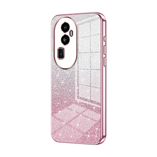 For OPPO Reno10 Pro+ Gradient Glitter Powder Electroplated Phone Case(Pink) by buy2fix