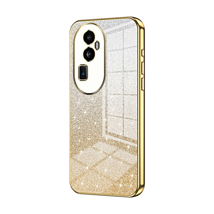 For OPPO Reno10 Pro+ Gradient Glitter Powder Electroplated Phone Case(Gold) by buy2fix
