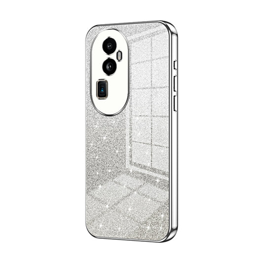 For OPPO Reno10 Pro+ Gradient Glitter Powder Electroplated Phone Case(Silver) by buy2fix