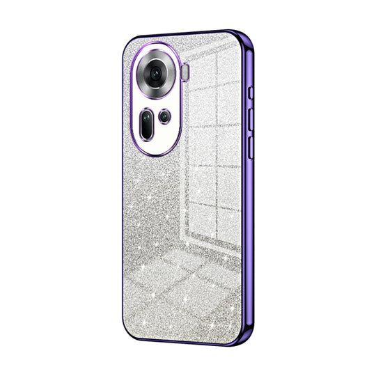For OPPO Reno11 Global Gradient Glitter Powder Electroplated Phone Case(Purple)