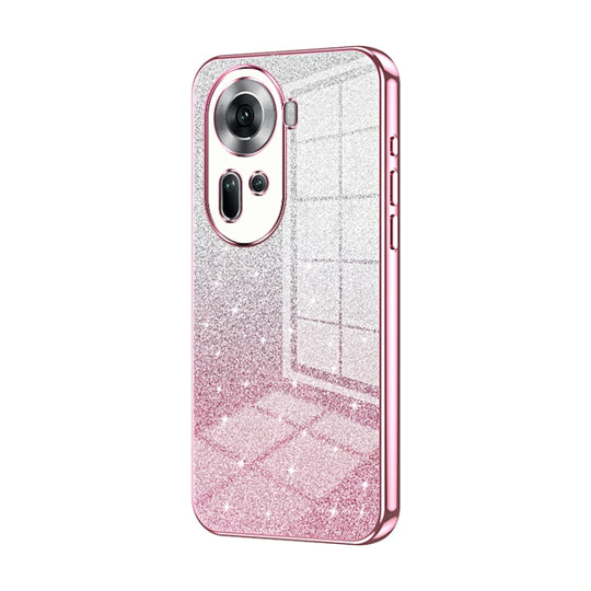 For OPPO Reno11 Global Gradient Glitter Powder Electroplated Phone Case(Pink)