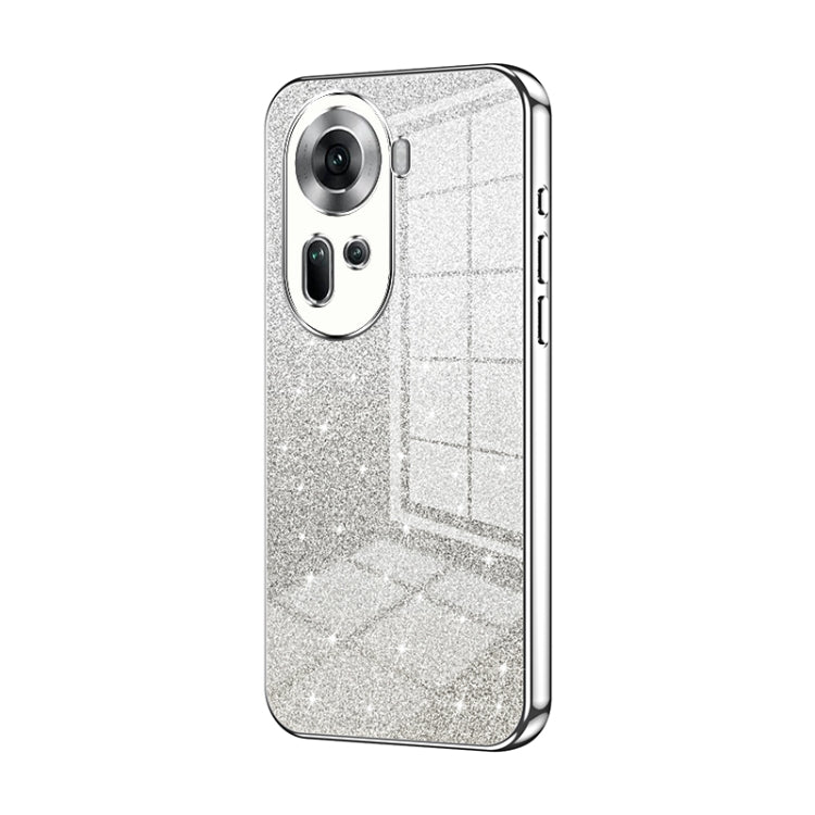 For OPPO Reno11 Global Gradient Glitter Powder Electroplated Phone Case(Silver) - OPPO Cases by buy2fix | Online Shopping UK | buy2fix