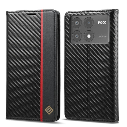 For Xiaomi Poco X6 Pro 5G LC.IMEEKE Carbon Fiber Texture Flip Leather Phone Case(Vertical Black) by LC.IMEEKE