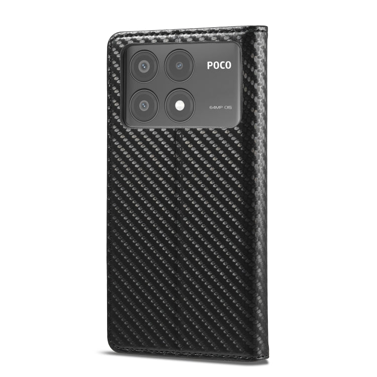 For Xiaomi Poco X6 Pro 5G LC.IMEEKE Carbon Fiber Texture Flip Leather Phone Case(Vertical Black) by LC.IMEEKE