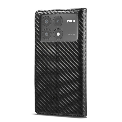 For Xiaomi Poco X6 Pro 5G LC.IMEEKE Carbon Fiber Texture Flip Leather Phone Case(Vertical Black) by LC.IMEEKE