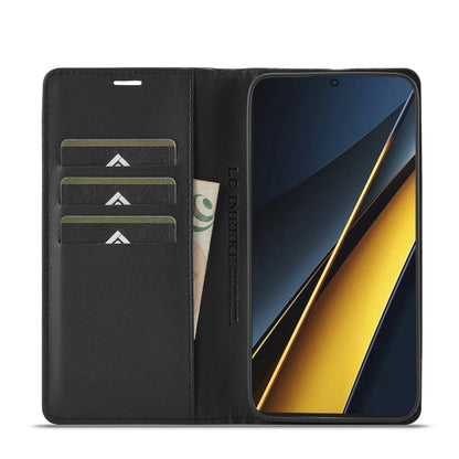 For Xiaomi Poco X6 Pro 5G LC.IMEEKE Carbon Fiber Texture Flip Leather Phone Case(Vertical Black) by LC.IMEEKE