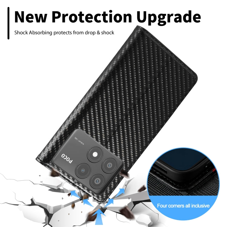 For Xiaomi Poco X6 Pro 5G LC.IMEEKE Carbon Fiber Texture Flip Leather Phone Case(Vertical Black) by LC.IMEEKE