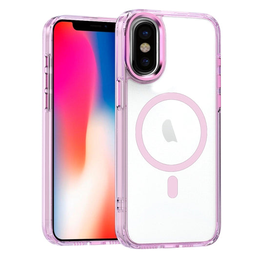 For iPhone XS / X MagSafe Magnetic Clear Phone Case(Pink) by buy2fix
