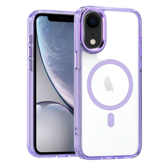 For iPhone XR MagSafe Magnetic Clear Phone Case(Purple) by buy2fix