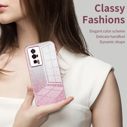 For Xiaomi Civi 2 / 13 Lite Gradient Glitter Powder Electroplated Phone Case(Black) - Xiaomi Cases by buy2fix | Online Shopping UK | buy2fix