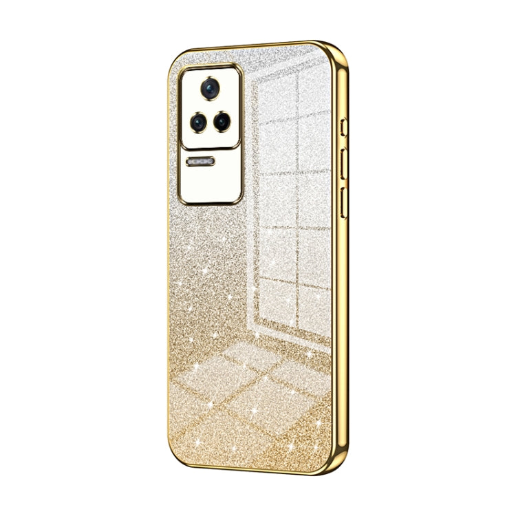 For Xiaomi Redmi K40S / Poco F4 Gradient Glitter Powder Electroplated Phone Case(Gold) by buy2fix