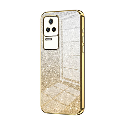 For Xiaomi Redmi K40S / Poco F4 Gradient Glitter Powder Electroplated Phone Case(Gold) by buy2fix