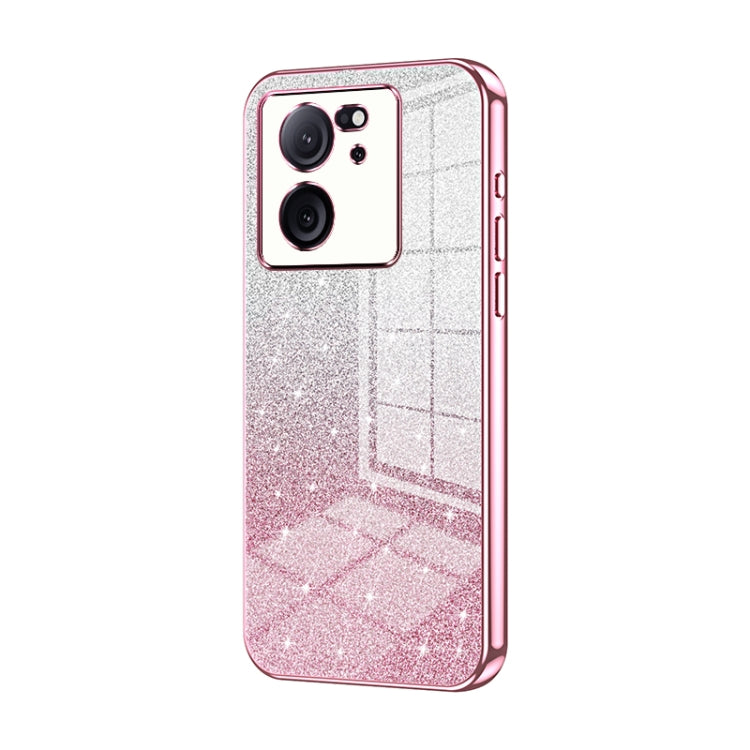 For Xiaomi Redmi K60 Ultra / Xiaomi 13T Gradient Glitter Powder Electroplated Phone Case(Pink) - Xiaomi Cases by buy2fix | Online Shopping UK | buy2fix