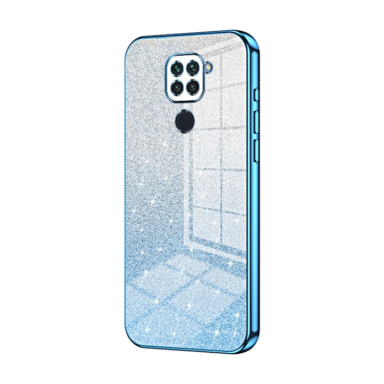 For Xiaomi Redmi Note 9 / 10X 4G Gradient Glitter Powder Electroplated Phone Case(Blue) by buy2fix