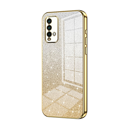 For Xiaomi Redmi Note 9 4G Gradient Glitter Powder Electroplated Phone Case(Gold) by buy2fix